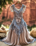 Summer Vintage Irregular Lace Patchwork Dress ac52