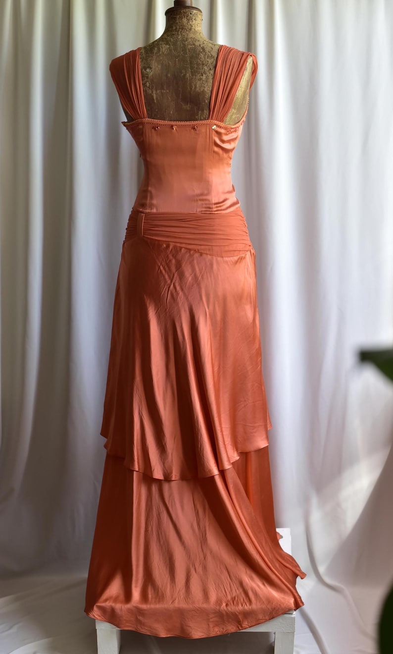 Y2K Vintage Silk Maxi Dress: Fairycore Style Beaded Floral Print Party Dress