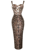 Animal Print Bustier Midi Dress