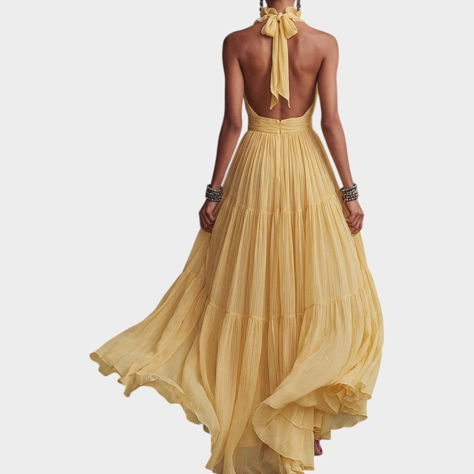 Ruffled Halter Maxi Dress
