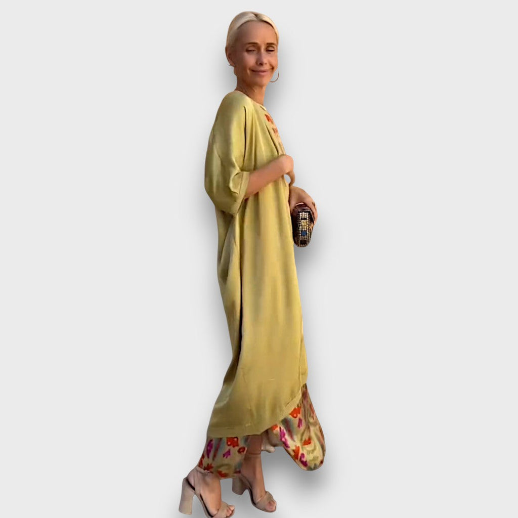 Long Floral Dress with Airy Jacket