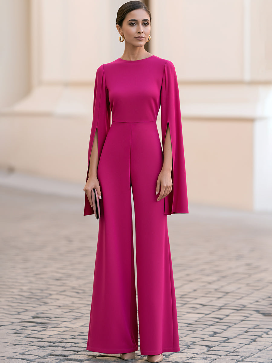 Split Cape Sleeve Wide-Leg Jumpsuit
