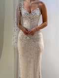 Shiny Sequinned asymmetric Sleeveless Tube Split-Side Wrap Maxi Dresses