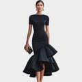 Ruffled High-Low Evening Dress