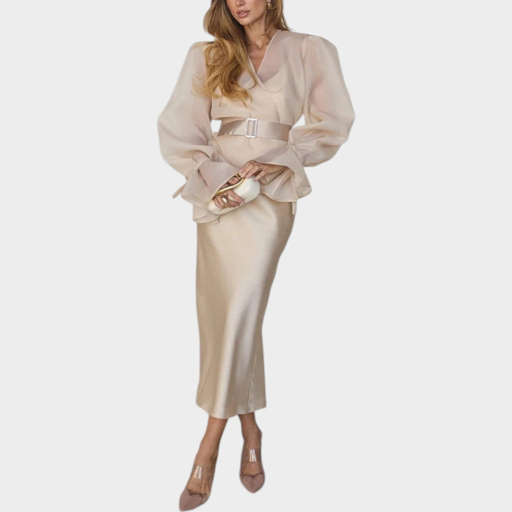 Satin and Chiffon Two-Piece Set