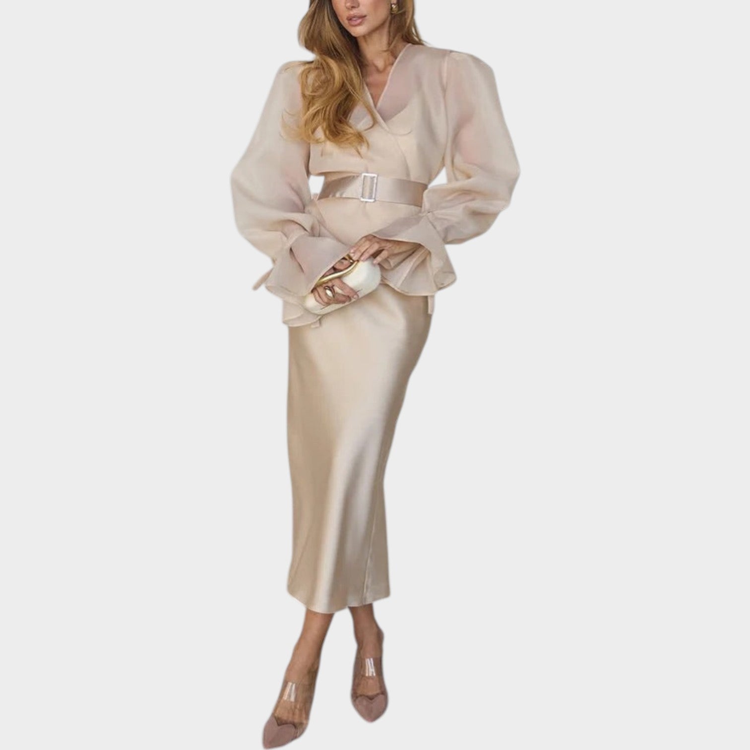 Satin and Chiffon Two-Piece Set