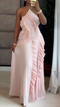 Halter Ruffled Maxi Dress