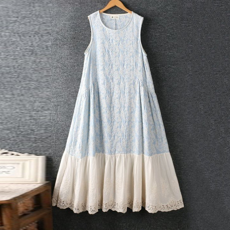 Women's Elegant And Comfortable Embroidered Linen Dress