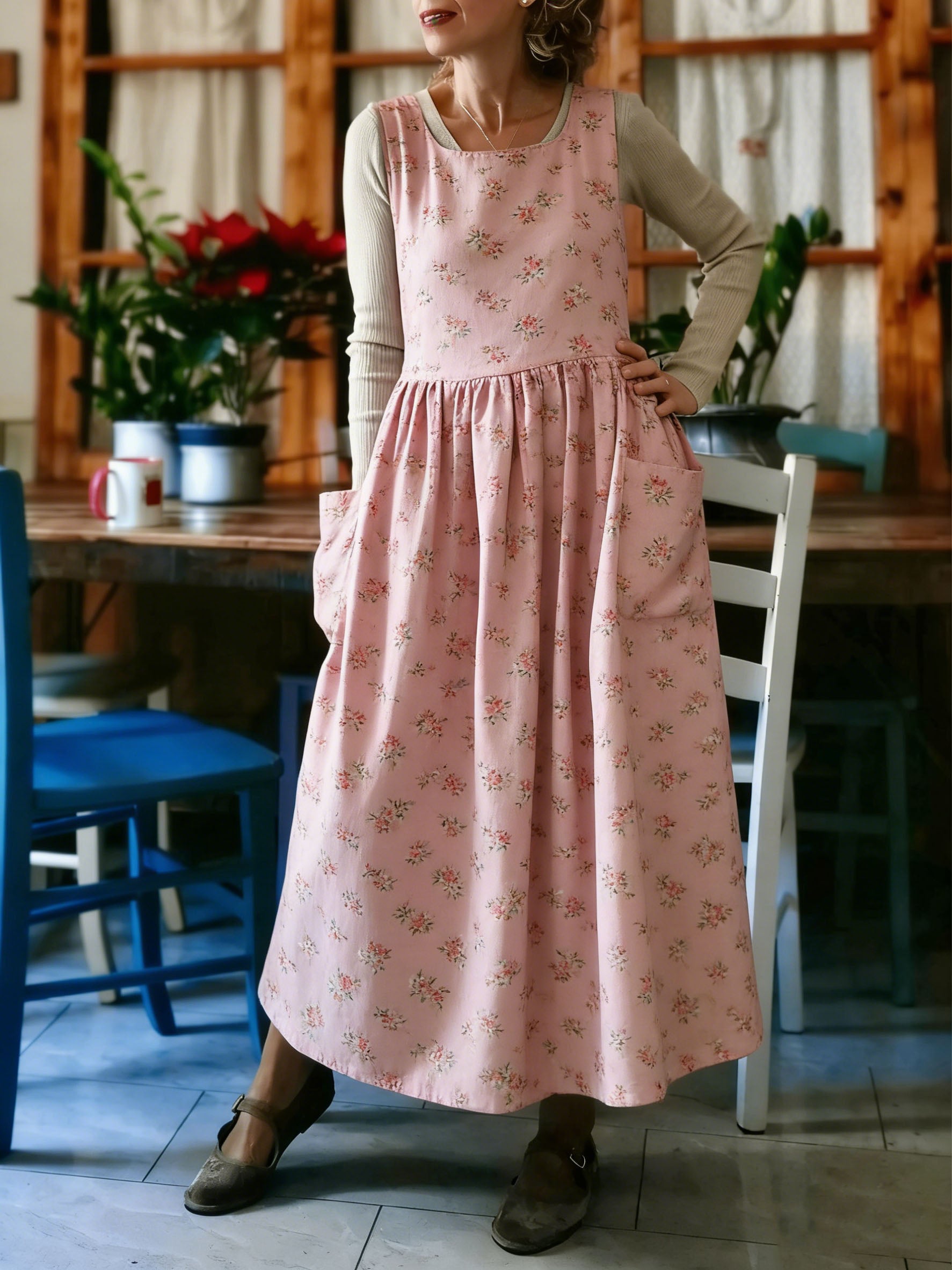 Blush Pink Ditsy Floral Apron
