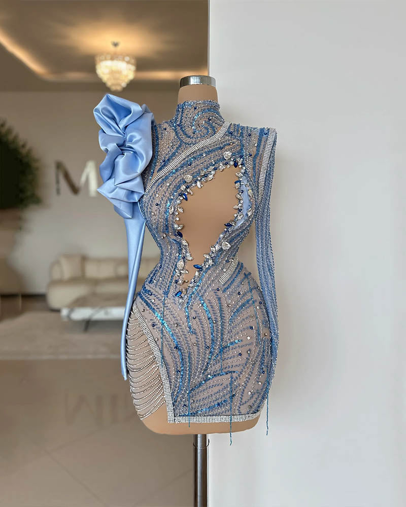 Elegant and Sexy Sequined Long Sleeve Mini Dress for Women