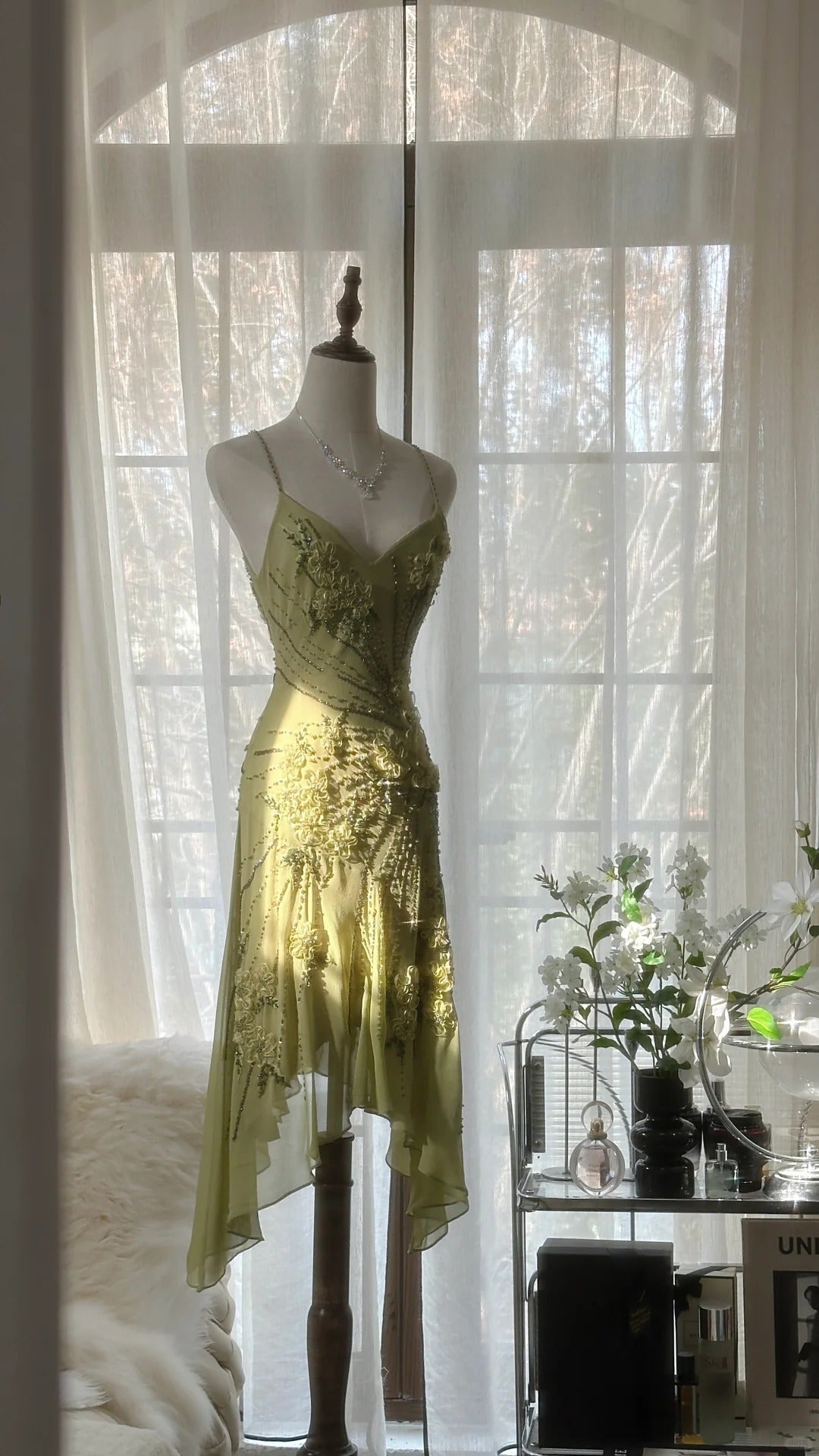 Vintage Evening Dresses, Sleeveless Green Party Gowns  25516