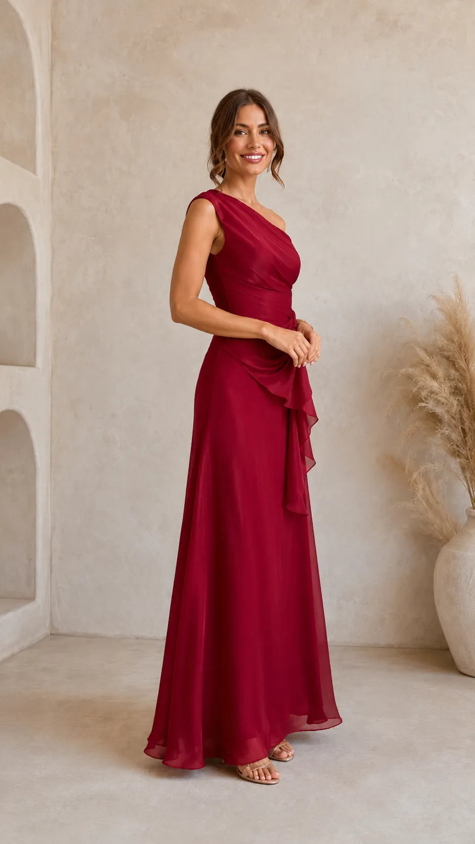 Women's Elegant One-Shoulder Evening Gown