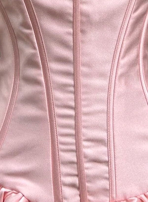 Bardot Strapless Corset Ruffle Dress Pink