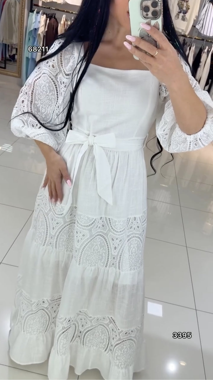 Lace Tiered Maxi Dress With Shrug