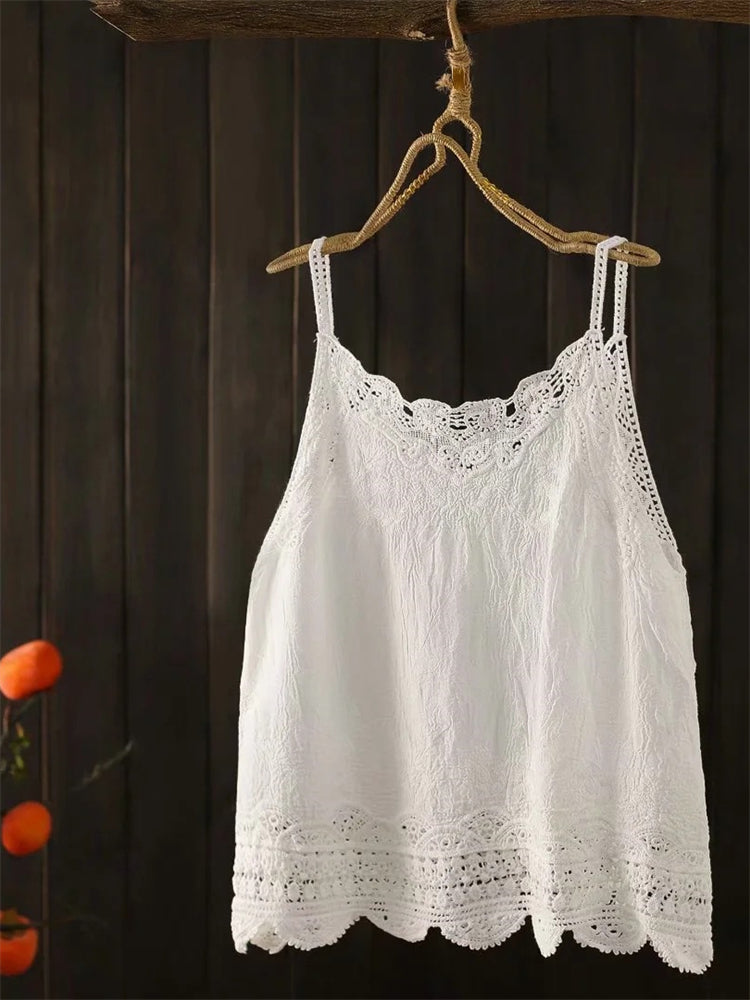 Boho Lace Patchwork Hem Comfy Cami Top