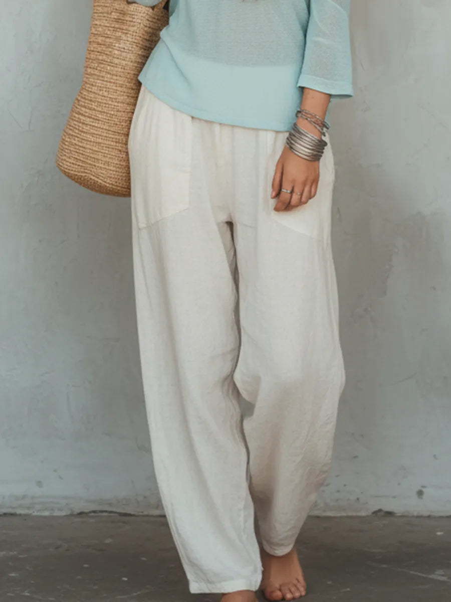 Comfortable Light Blue Knitted Sweater And Wide Leg Pants Set