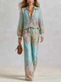 Baroque Blue Floral Print Set