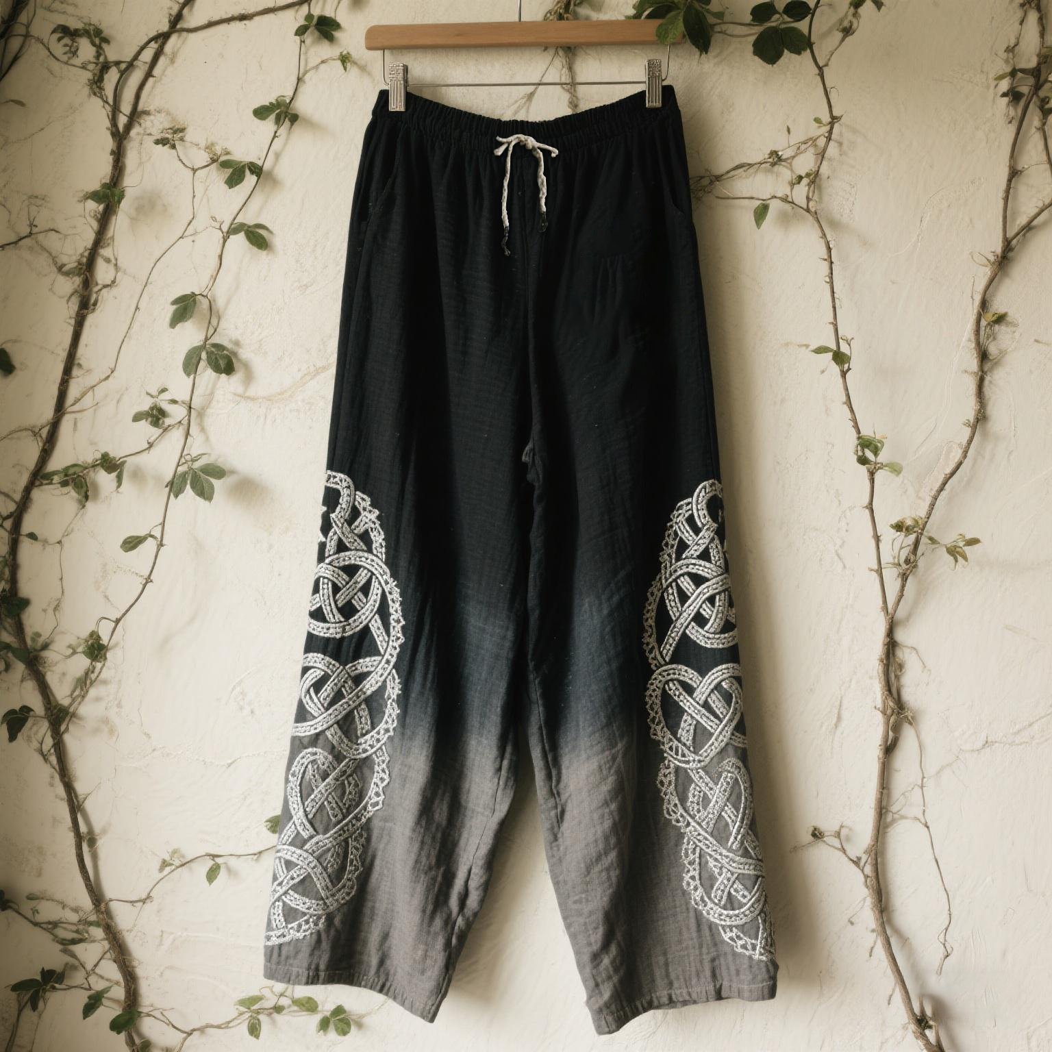 Women's Celtic Knot Embroidery Lace Art Comfort Casual Pants