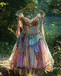 Summer Irregular Lace Patchwork BeadedRuffle Dress 2f64