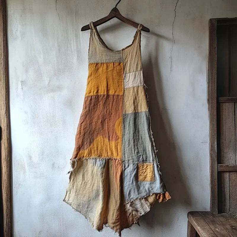 Vintage Patchwork Linen Blend Dress
