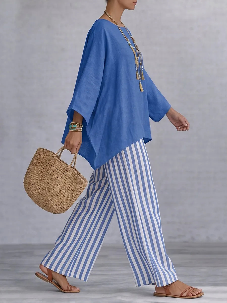 Women's Striped Casual Two-Piece Set