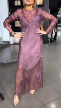 Women's Cut-out Lace Cover-up & V-Neck Inner Dress Set