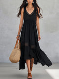 Graceful Black Lace V-Neck Midi Dress