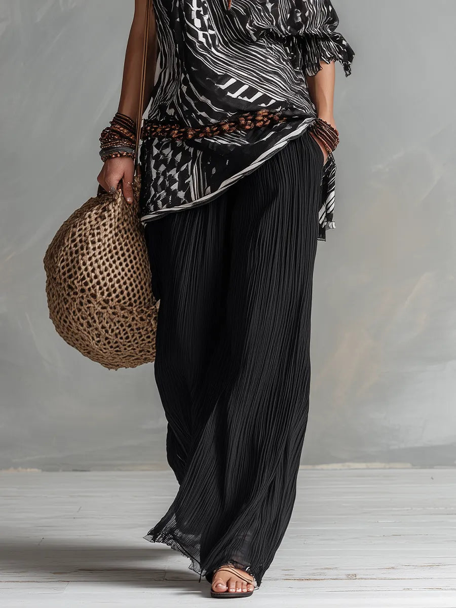 Vacation-to-Dinner Off Shoulder Boho Pants Outfit