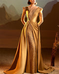 Women's Round Neck Long Sleeve Sequined Dress