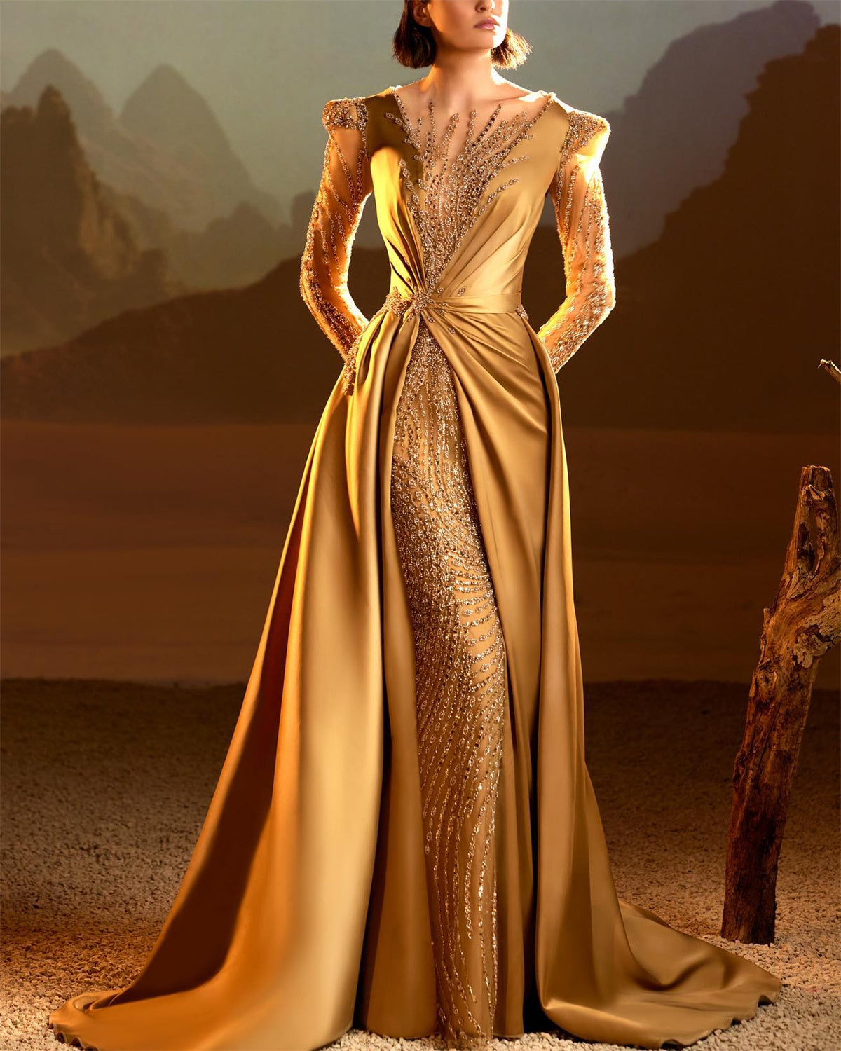 Women's Round Neck Long Sleeve Sequined Dress