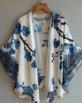 Summer vacation fun floral print chiffon cardigan 46cd