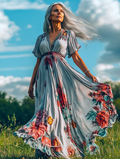 Summer vacation fashion elegant contrast color dress 65e3