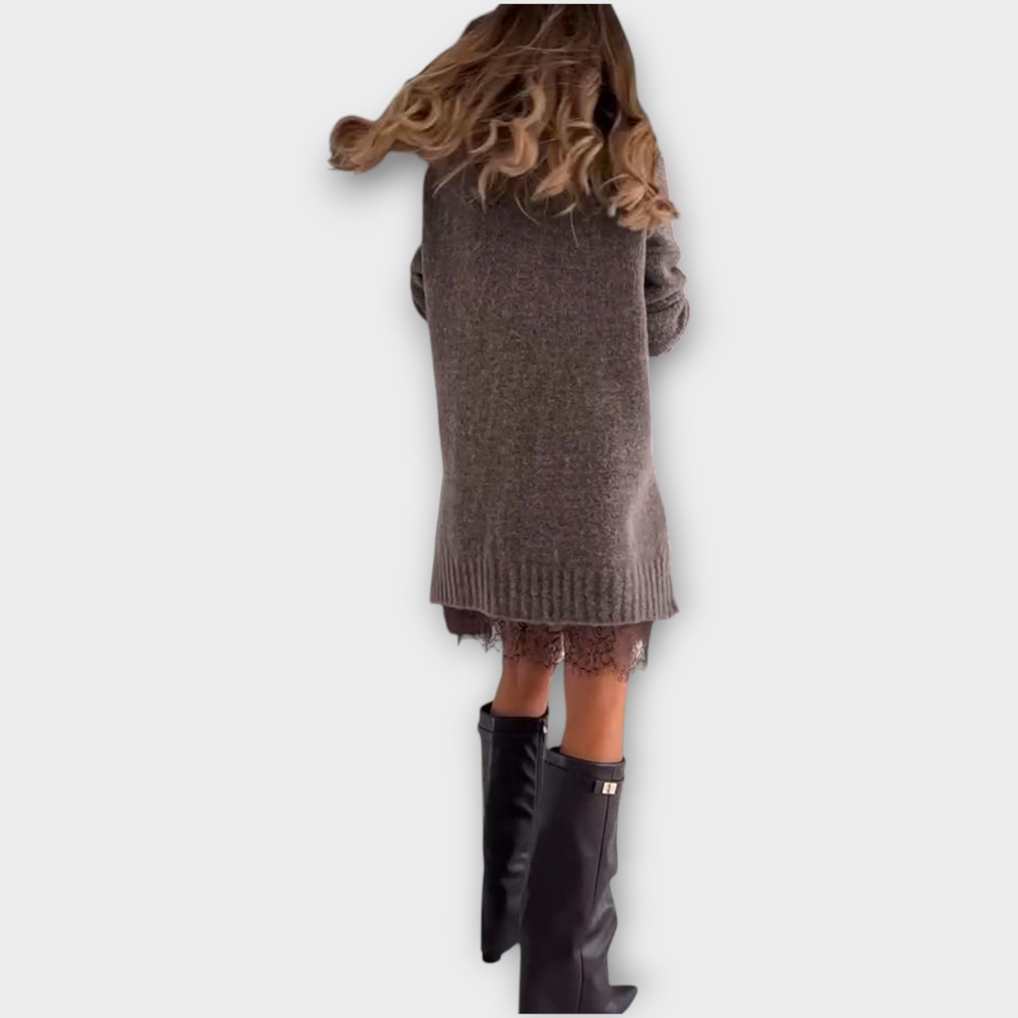 Two-Piece Casual Lace Turtleneck Set