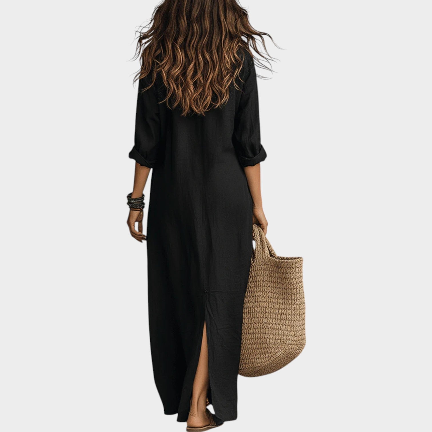 Flowy Button-Front Maxi Dress