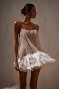 Amelie White Sequin Spaghetti Mini Dress