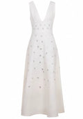 Crystal Embellished A Line Midi Dress White