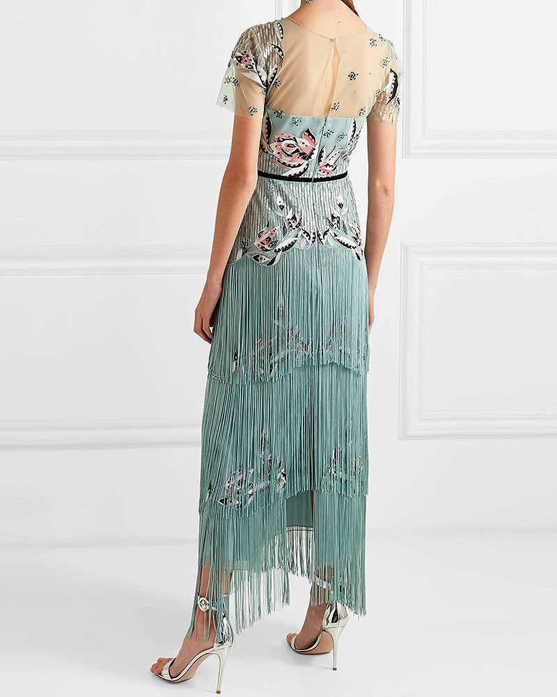Women's Elegant Fringe Dress - 01