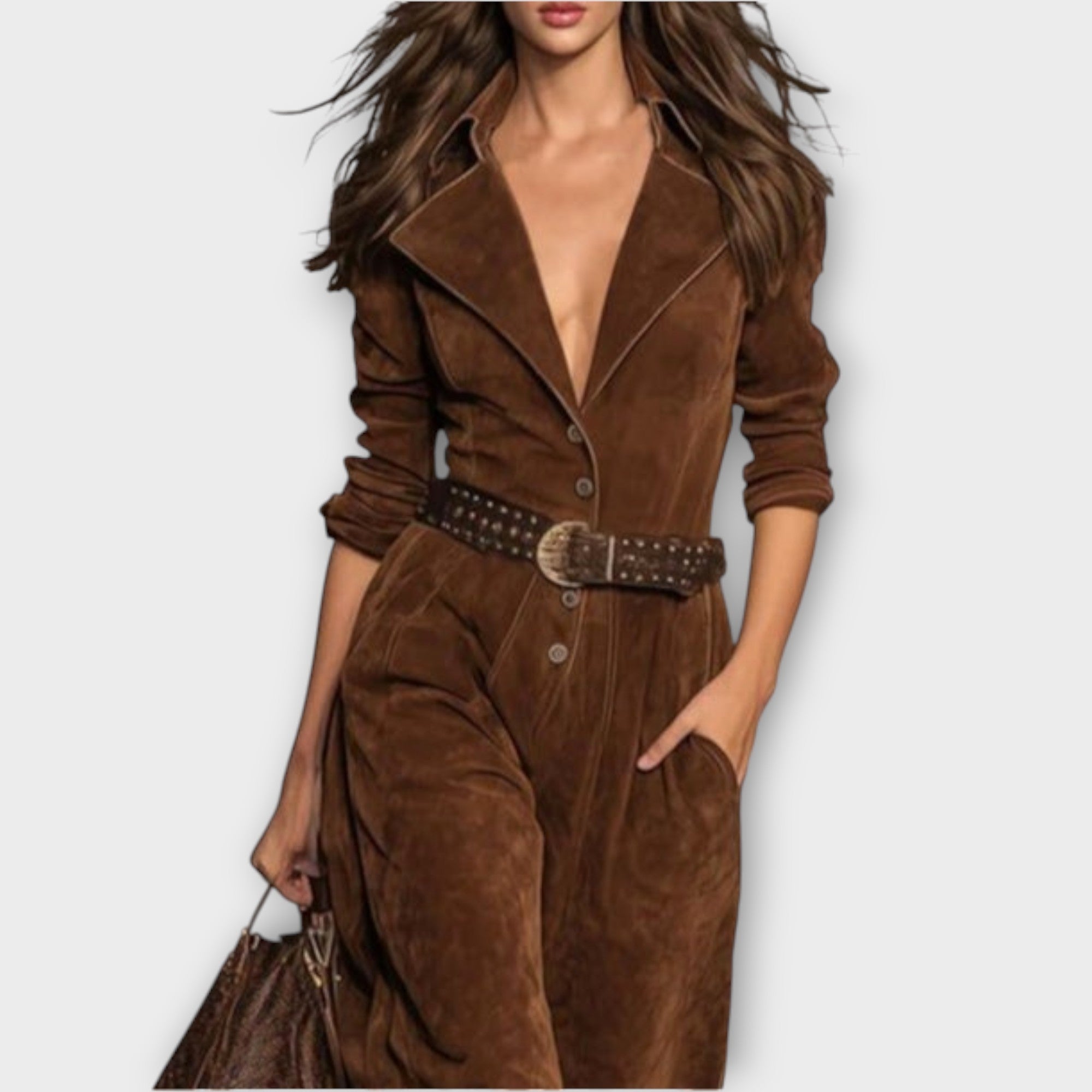 Suede Belted Jumpsuit â Western Luxe Edition