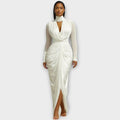 Elegant High-Neck Draped Evening Gown