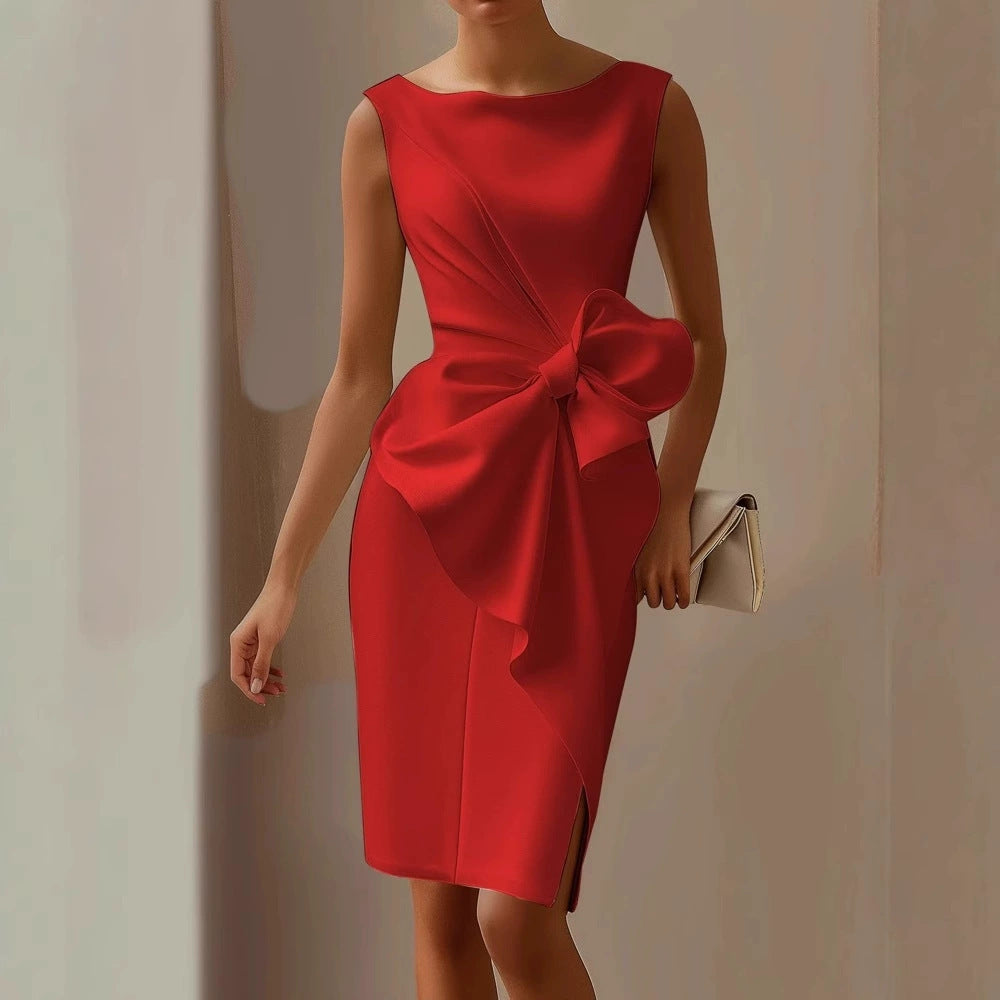 Women's Elegant Halter Neck Pleated Maxi Dress - Voluminous Sleeveless Swing Sun Dress - Chic Flowy Evening Party Dress