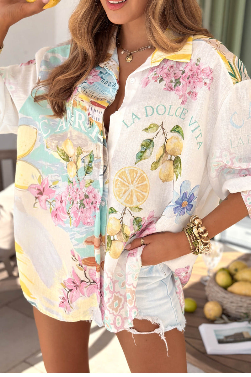 La Dolce Vita Lemon Floral Printed Shirt