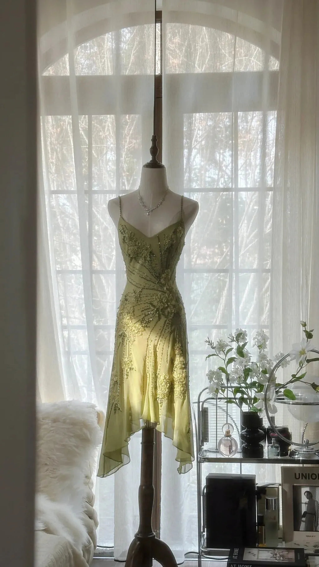 Vintage Evening Dresses, Sleeveless Green Party Gowns  25516
