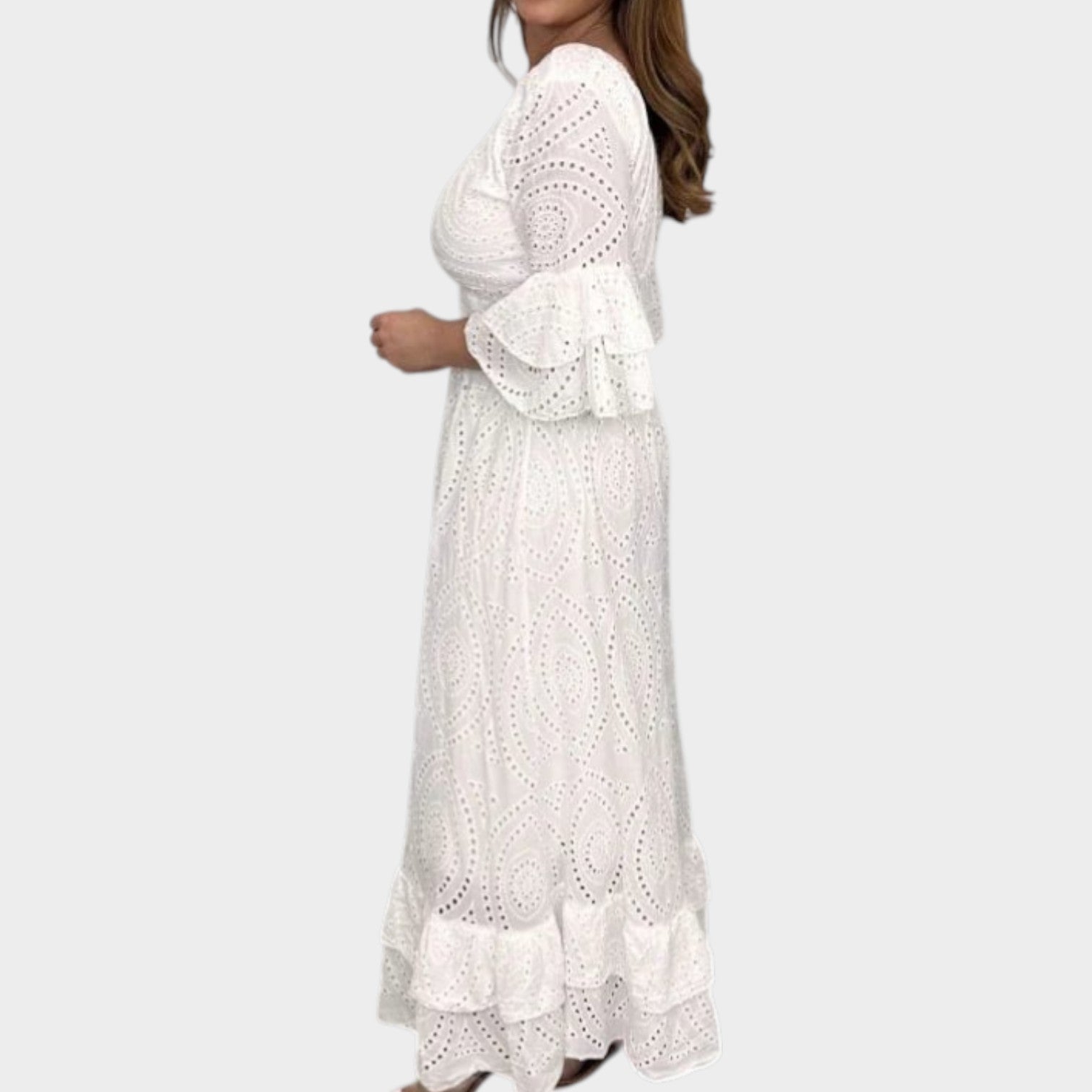 Eyelet Lace V-Neck Maxi Dress