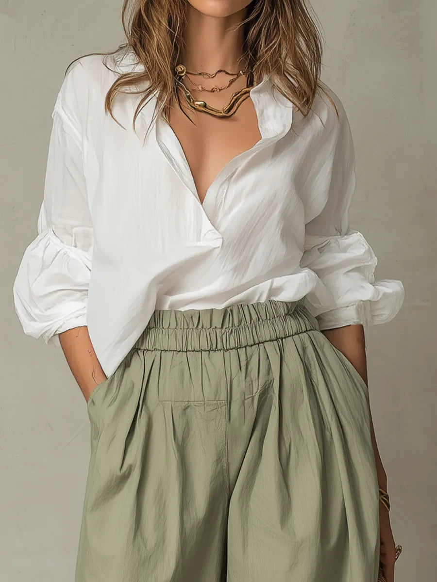 Relaxed Wide-Leg Pants Set