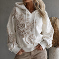 Women's Vintage Rose Embroidery Art Casual Hoodie
