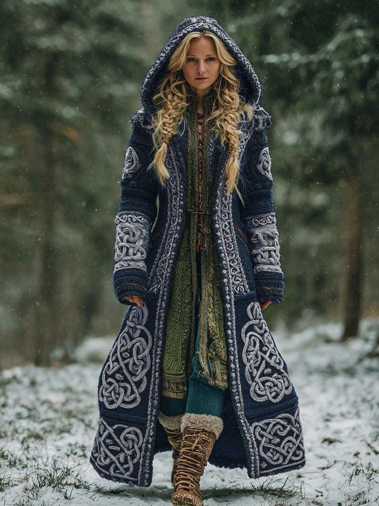 Women's Celtic Knot Irish Art Hooded Knit Cardigan