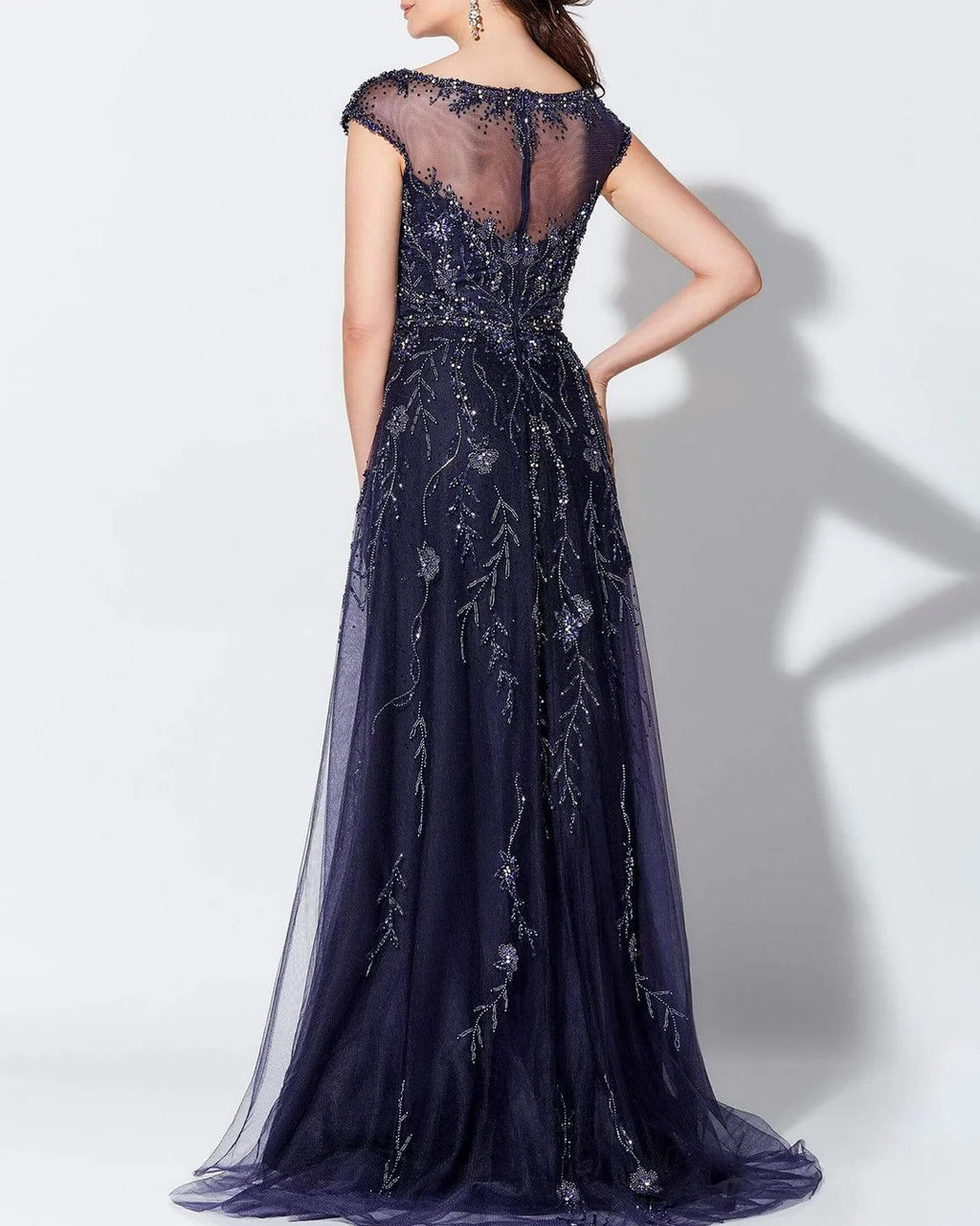 Ladies Elegant Rhinestone Mesh Dress - 01