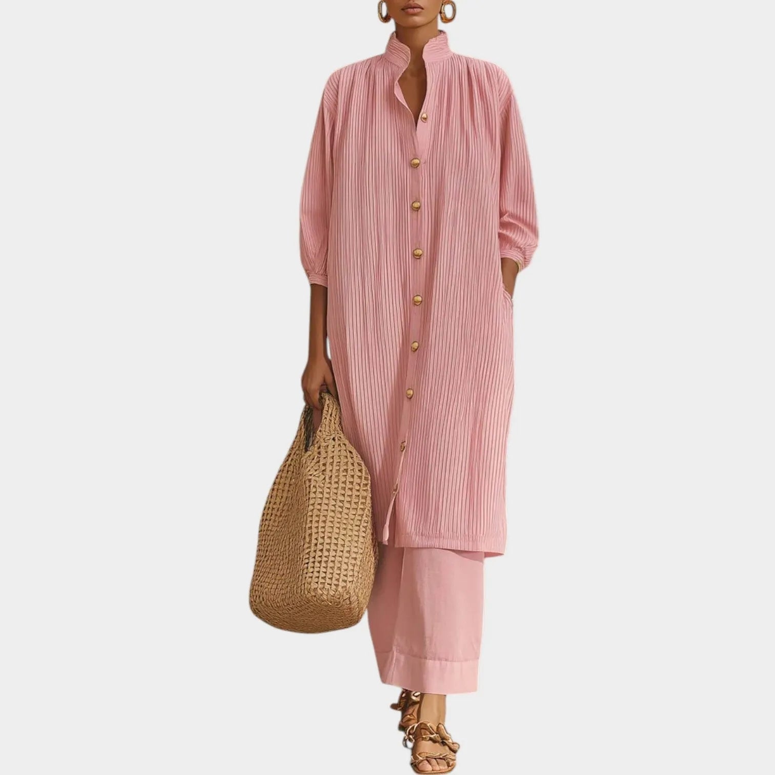 ButtonâDown Tunic and WideâLeg Pant Set