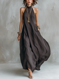 Charcoal Gray Bohemian Style Off The Shoulder Loose Maxi Dress