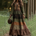 Vintage Vintage Embroidered Lace Art Comfy Maxi Dress